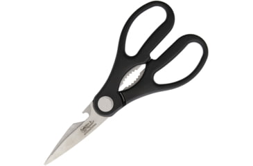 Image of Hen &amp; Rooster Kitchen Shears, Kitchen Shears, 8in Overall, 2.88in SS Blades, Black Synthetic Handles, Nutcracker Notch, Bottle Opener, Black, HRI-040B