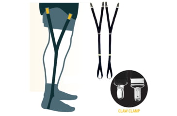 Image of Adjustable Shirt Holders w/ Claw Clamp &amp; Foot Loop Y-Style Strap - Black