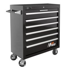 Image of Homak 36in H2Pro Series-6 Drawer Roller Cabinet, Black, Large BK04036061