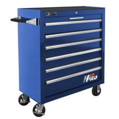 Image of Homak 36in H2Pro Series-6 Drawer Roller Cabinet, Blue, Large BL04036061