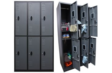 Image of Homak 6 Door Steel Locker, Gray/Black GS00700600