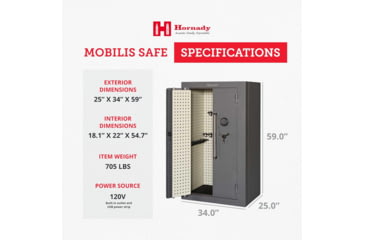 Image of Hornady Mobilis Gun Safe - Double Door, 34 x 59x 25 in, Black/Gray, 95071