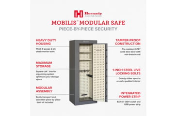Image of Hornady Mobilis Gun Safe, Single Door, 22 x 59 x 18 in, Black/Gray, 95070