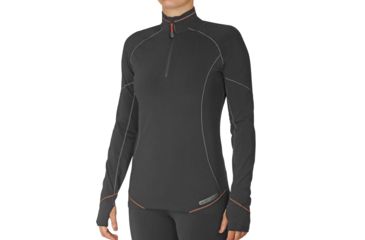 Image of Hot Chillys MEXT Pocket Zip-T - Womens, Black/Orange, Large, HC9836-BLACK/ORANGE-L