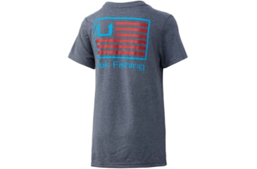 Image of HUK Performance Fishing And Bars Tee - Kids, Sargasso Sea Heather, YXL, H7100042-416-YXL