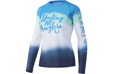 Image of HUK Performance Fishing Flare Fade Pursuit Shirt - Womens, Malibu Blue, M, H6120093-438-M