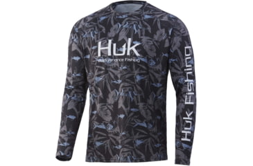 Image of HUK Performance Fishing Ocean Palm Pursuit L/S Shirt - Mens, Volcanic Ash, M, H1200406-013-M