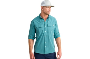 Image of HUK Performance Fishing Creekbed Long Sleeve Shirt - Mens, Storm Blue, 2XL, H1500184-394-XXL