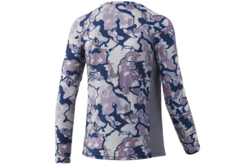 Image of HUK Performance Fishing Current Camo Pursuit Long Sleeve Crew Neck Shirt - Youth, Ocean Tally Cam, Youth Large, H7120037-975-YL