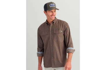 Image of HUK Performance Fishing Hawser Heather Flannel - Mens, Pluff Mud Hthr, Small, H1500208-203-S