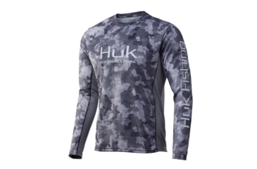 Image of HUK Performance Fishing Icon X KC Refraction Camo Long Sleeve Shirt - Men's, Storm, Extra Large, H1200285-039-XL