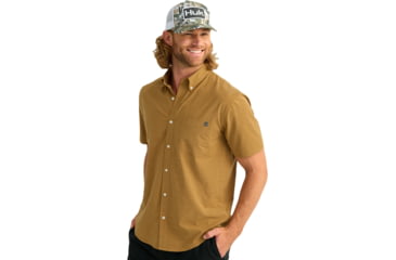 Image of HUK Performance Fishing Kona Solid Short Sleeve Shirt - Mens, Sand Piper, Large, H1500154-217-L