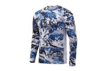 Image of HUK Performance Fishing Mossy Oak Pursuit Long Sleeve Graphic T-Shirt - Mens, Mossy Oak Hydro Glacier, 2XL, H1200228-098-XXL