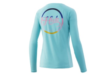 Image of HUK Performance Fishing Script Pursuit Long Sleeve Top - Womens, Blue Radiance, Small, H6120078-444-S