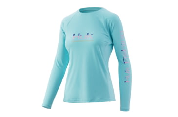 Image of HUK Performance Fishing Script Pursuit Long Sleeve Top - Womens, Blue Radiance, Small, H6120078-444-S