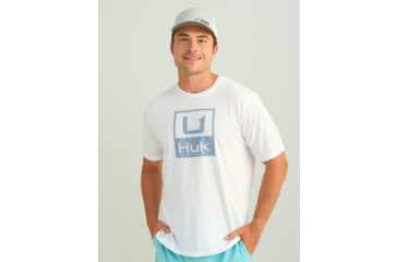 Image of HUK Performance Fishing Stacked Logo Tee - Mens, White2, Medium, H1000427-101-M