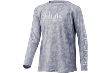Image of HUK Performance Fishing Running Lakes Pursuit L/S Shirt - Kids, Overcast Grey, YXS, H7120065-032-YXS