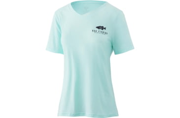 Image of HUK Performance Fishing Suntsent Bass V-Neck Tee - Womens, Beach Glass Heather, L, H6100070-366-L