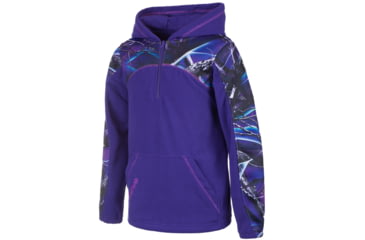 Image of Huntworth 2-Tone Fleece 1/4 Zip Pullover Hoodie - Girls, Violet / Ultraviolet, Medium, E-904-YG-VT/UV-M