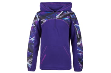 Image of Huntworth 2-Tone Fleece 1/4 Zip Pullover Hoodie - Girls, Violet / Ultraviolet, Medium, E-904-YG-VT/UV-M