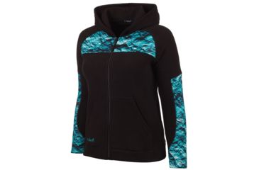 Image of Huntworth Anti-Pill Fleece Hooded Jacket - Womens, Black/Phathom Lagoon, Extra Large, E-963-W-BK/LAG-XL