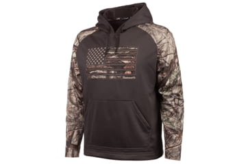 Image of Huntworth Performance Fleece Hoodie Horizontal Camo Flag - Mens, Charcoal Grey/Hiddn, Large, E-9409-CG/HDN-L