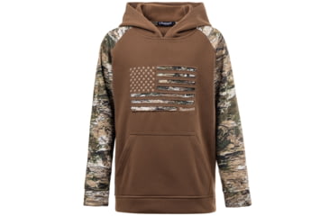 Image of Huntworth Lifestyle Performance Fleece Horizontal Camo Flag Hoodie - Youth, Dark Earth/Tarnen, Extra Large, E-9602-YB-DKE/TRN-XL