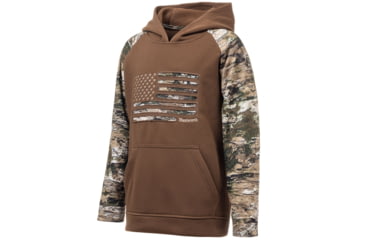 Image of Huntworth Lifestyle Performance Fleece Horizontal Camo Flag Hoodie - Youth, Dark Earth/Tarnen, Extra Large, E-9602-YB-DKE/TRN-XL