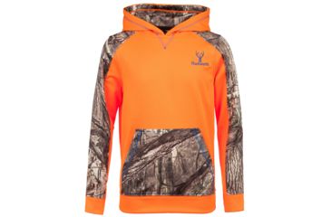 Image of Huntworth Youth Boys Hunting Performance Fleece Hoodie - Kids, Blaze Orange/Hiddn, Large, E-948-Y-BZ/HDN-L