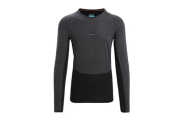 Image of Icebreaker 125 ZoneKnit Long Sleeve Crewe Thermal Top - Mens, Jet Heather/Black/Metro Heather/Cb, Extra Small, IB0A56H3585XS