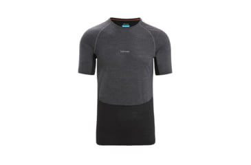 Image of Icebreaker 125 ZoneKnit Short Sleeve Crewe Thermal Top - Mens, Jet Heather/Black/Metro Heather/Cb, 2XL, IB0A56H7585XXL