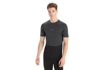Image of Icebreaker 125 ZoneKnit Short Sleeve Crewe Thermal Top - Mens, Jet Heather/Black/Metro Heather/Cb, 2XL, IB0A56H7585XXL