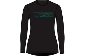 Image of Icebreaker 200 Oasis Long Sleeve Crewe Ski Stripes Thermal Top - Women's, Black, Extra Small, IB0A56HZ001XS