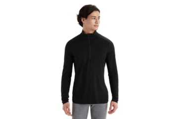 Image of Icebreaker 200 Oasis Long Sleeve Half Zip Thermal Top - Mens, Black, Extra Small, IB104367001XS