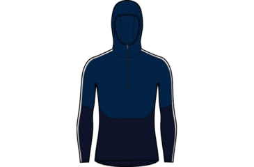 Image of Icebreaker 200 Sonebula Long Sleeve Half Zip Thermal Hood - Men's, Midnight Navy/Royal Navy/Snow/Cb, 2XL, IB0A56QG090XXL