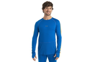 Image of Icebreaker 200 ZoneKnit Long Sleeve Crewe Thermal Top - Mens, Lazurite/Solar/Cb, 2XL, IB0A56HA876XXL