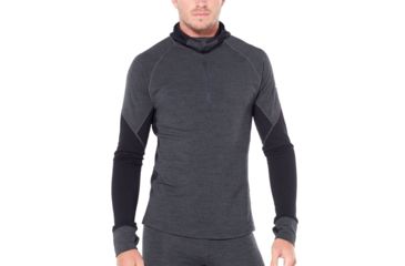 Image of Icebreaker 260 Zone Long Sleeve Half Zip Hood - Mens, Jet HTHR/Black, Large, 104362A01L