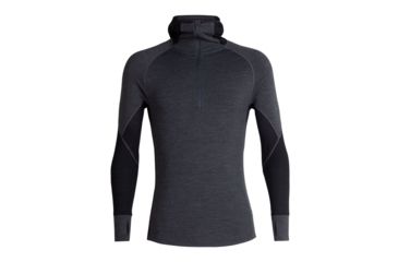 Image of Icebreaker 260 Zone Long Sleeve Half Zip Hood - Mens, Jet HTHR/Black, Large, 104362A01L
