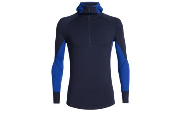 Image of Icebreaker 260 Zone Long Sleeve Half Zip Hood - Mens, Midnight Navy/SURF, Medium, 104362B04M