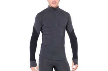 Image of Icebreaker 260 Zone Long Sleeve Half Zip - Mens, Jet HTHR/Black, Small, 104361A01S