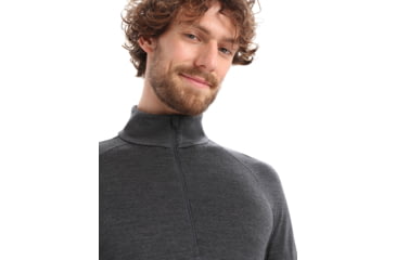 Image of Icebreaker 260 ZoneKnit Long Sleeve Half Zip Thermal Top - Mens, Jet Heather/Black/Metro Heather/Cb, Small, IB0A56HF585S