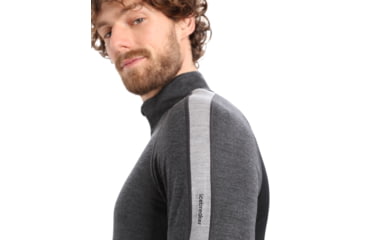Image of Icebreaker 260 ZoneKnit Long Sleeve Half Zip Thermal Top - Mens, Jet Heather/Black/Metro Heather/Cb, Small, IB0A56HF585S