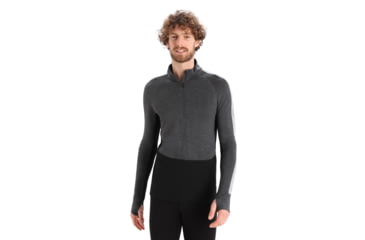 Image of Icebreaker 260 ZoneKnit Long Sleeve Half Zip Thermal Top - Mens, Jet Heather/Black/Metro Heather/Cb, Small, IB0A56HF585S