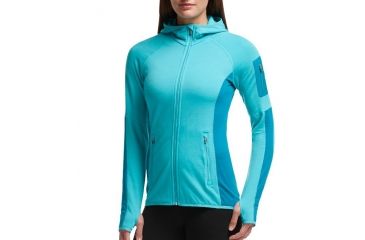 Image of Atom Long Sleeve Hood Jacket - Womens-Aquamarine/Alpine/Aquamarine-Medium