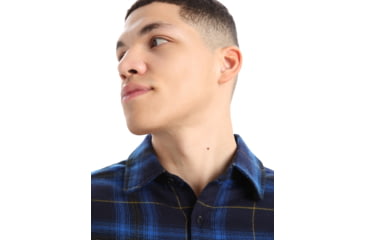 Image of Icebreaker Dawnder Long Sleeve Flannel Shirt Plaid - Men's, Midnight Navy/Kyanite, Small, IB0A59HC890S