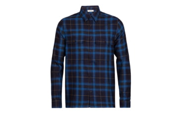 Image of Icebreaker Dawnder Long Sleeve Flannel Shirt Plaid - Mens, Midnight Navy/Kyanite, Small, IB0A59HC890S
