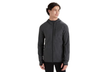 Image of Icebreaker Descender Long Sleeve Zip Hood - Men's, Jet Heather/Black, 2XL, IB104854A01XXL