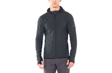 Image of Icebreaker Descender Long Sleeve Zip Hood - Mens, Jet HTHR/Black, Small, 104854A01S