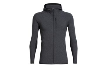 Image of Icebreaker Descender Long Sleeve Zip Hood - Mens, Jet HTHR/Black, Small, 104854A01S