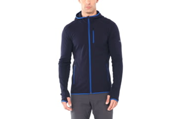 Image of Icebreaker Descender Long Sleeve Zip Hood - Mens, Midnight Navy, Large, 104854401L